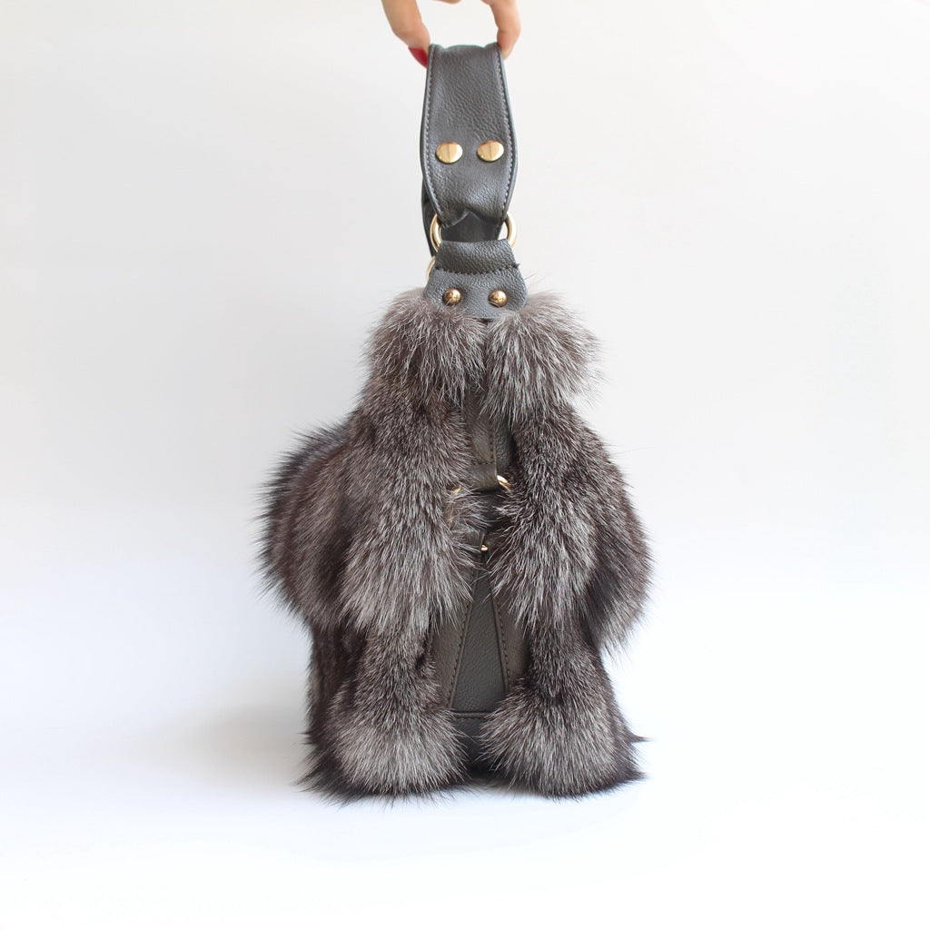 Women's Fur Fox Hair Single Shoulder Travel Bag