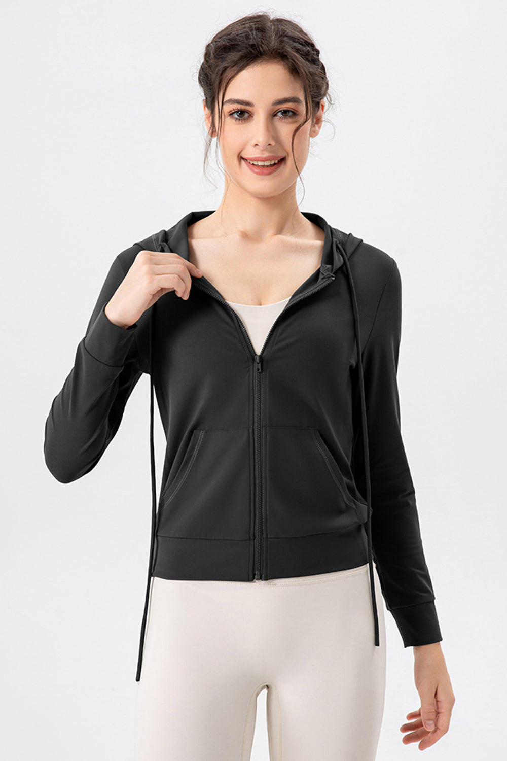 Prenda Exterior Deportiva con Capucha, Cremallera y Cordón Ajustable