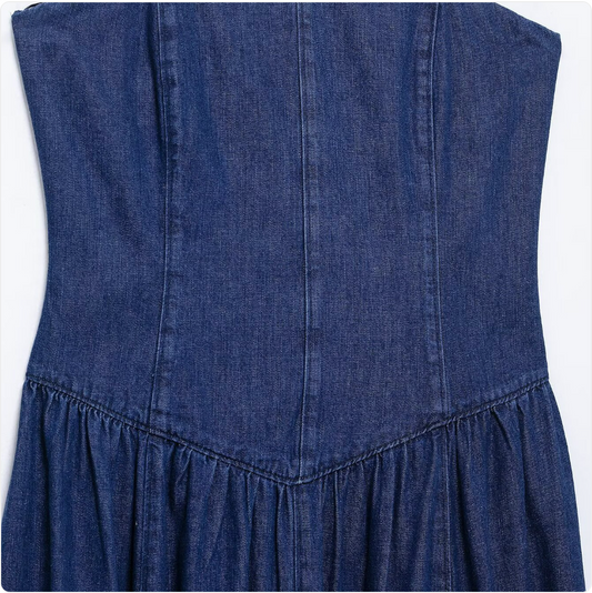 Women's Stylish Denim Midi Dress