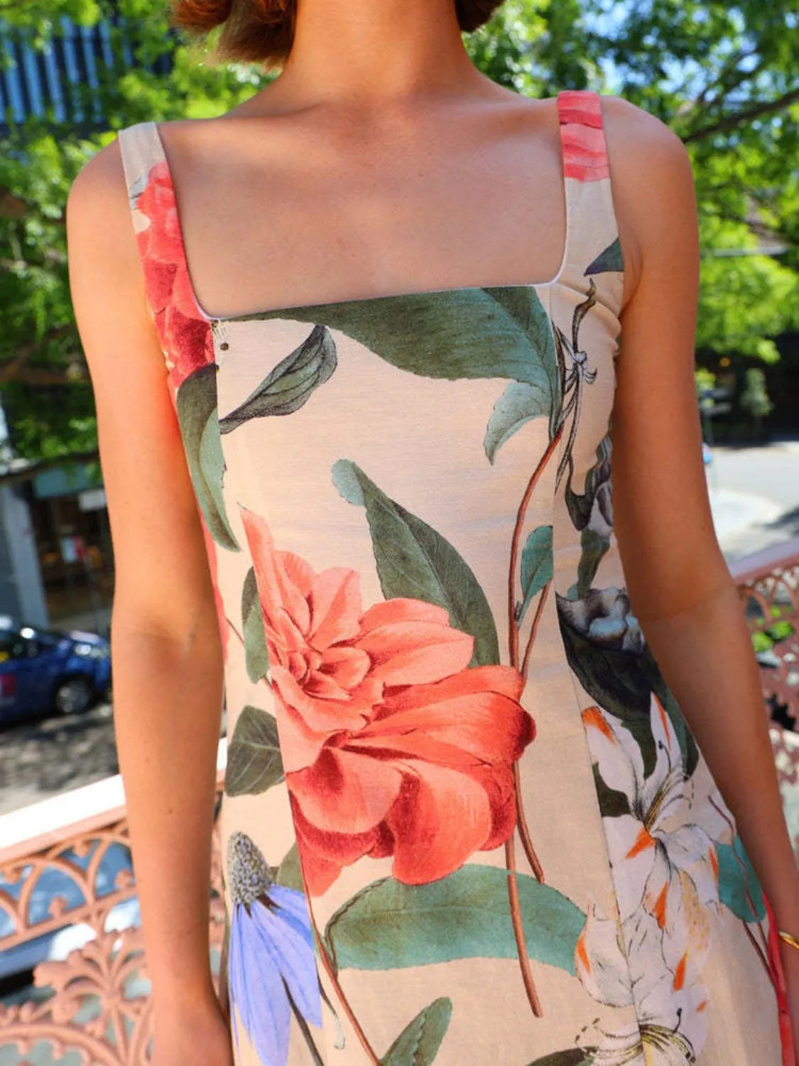 Printed Square Neck Maxi Dress