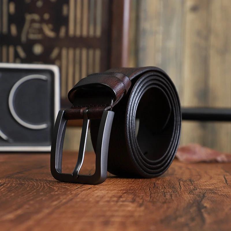 Men's Alloy Pin-buckle Belt With Top-layer Cowhidenew Casual Style