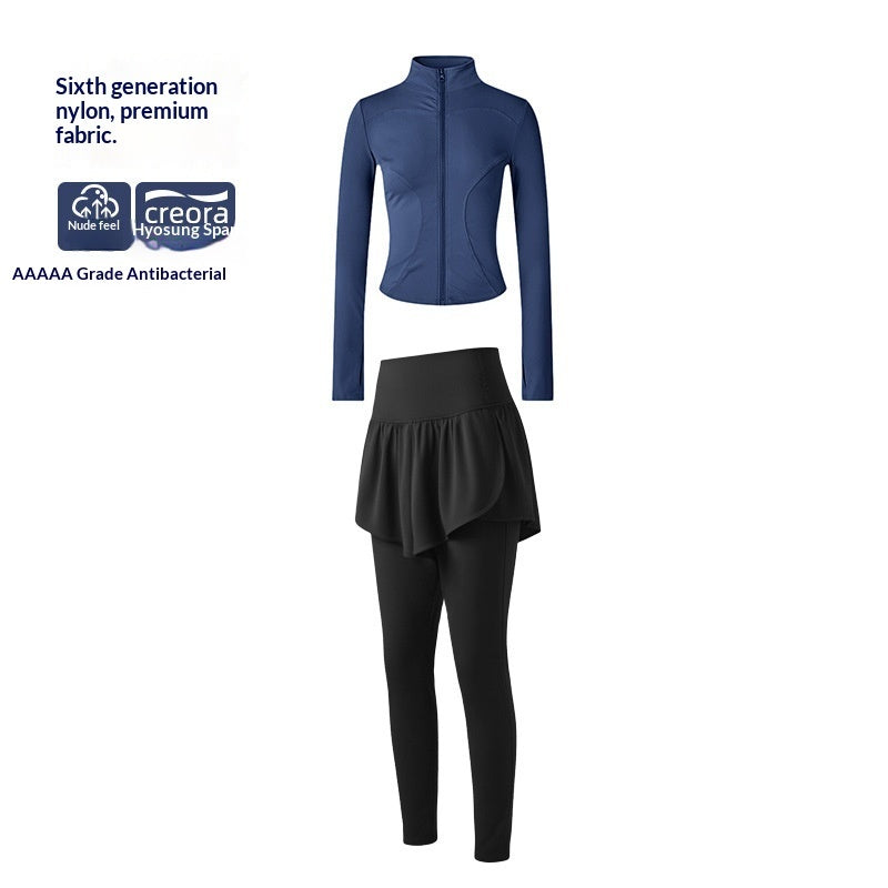 Long, Stand-collar Yoga Jacket For Womenideal For Pilates Outdoor Workouts And Running