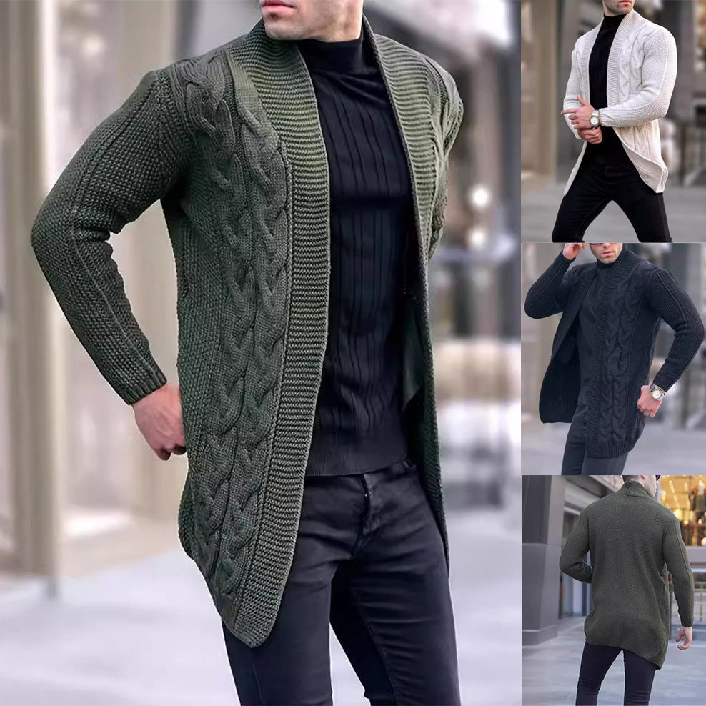 Mens Casual Cardigan Sweater With Long Sleeves For Fall And Winter