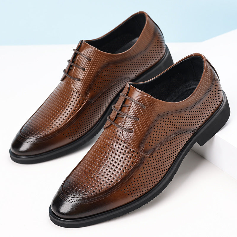 Leather Dress Shoes For Commuting With A Non-slip Round Toe