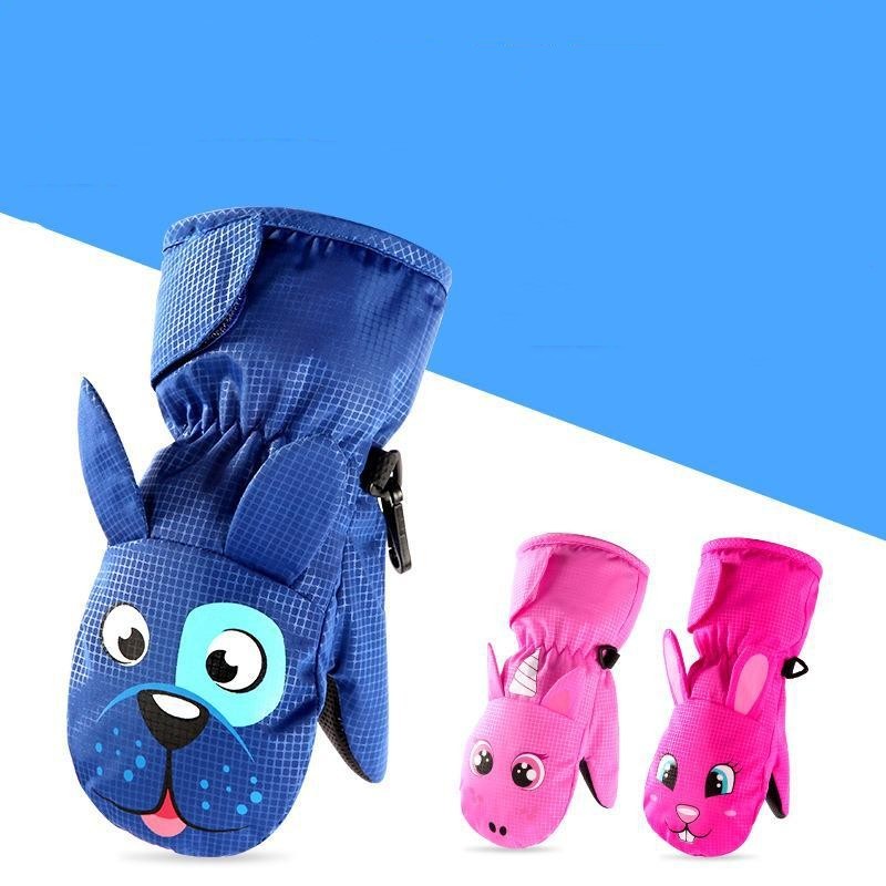 New Children's Ski Gloves Fleece-lined Girls' Cartoon Cute Baby Boy Mittens
