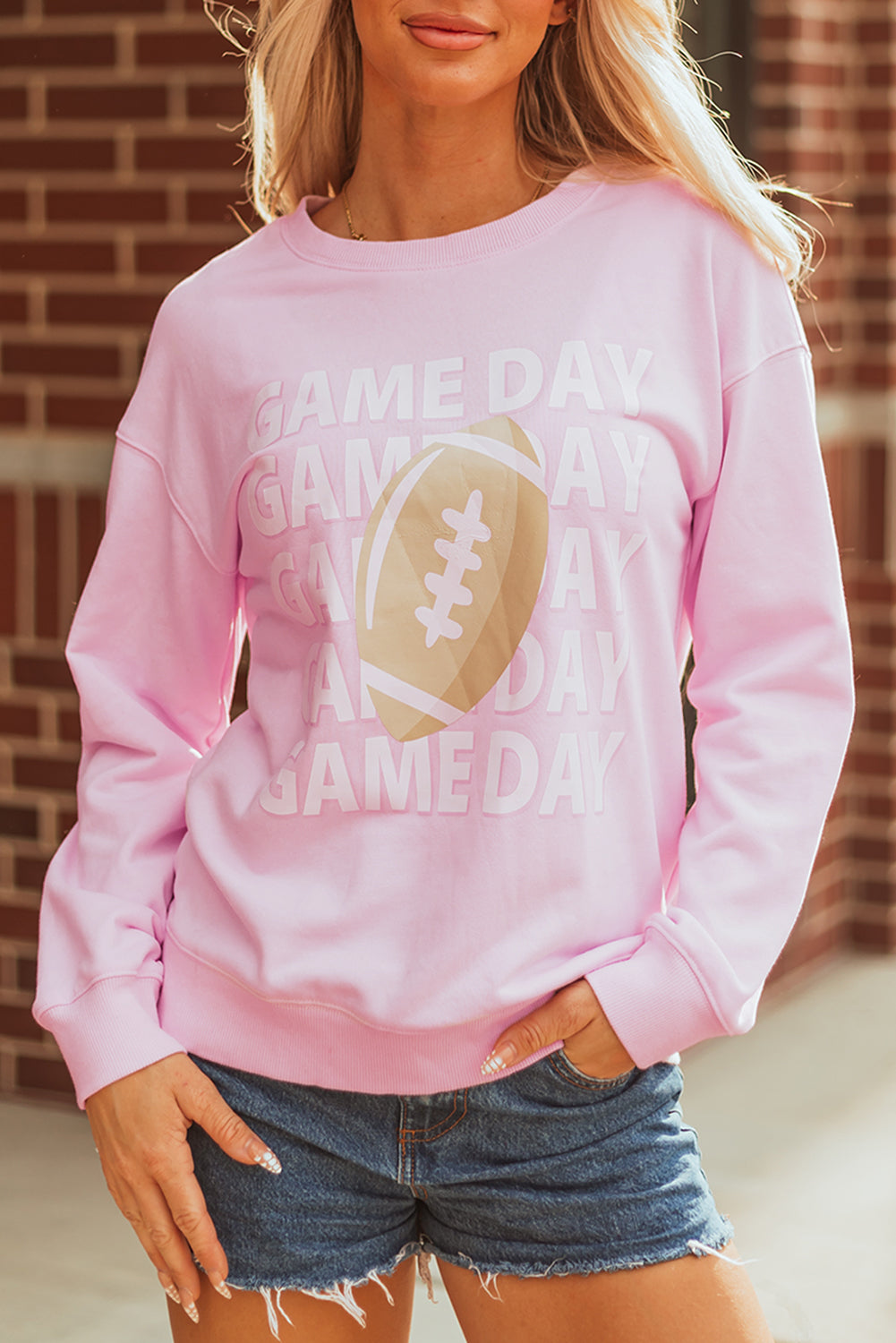 Sudadera informal rosa con estampado de fútbol americano y rugby para el día del partido