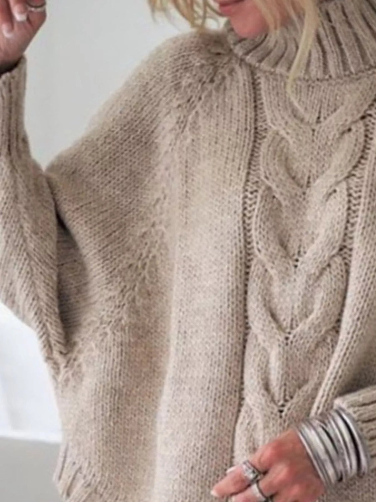 Cable-Knit Long Sleeve Sweater