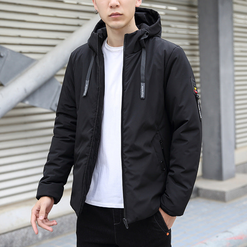 Men's Plus Size Cotton-padded Slim Hooded Coat