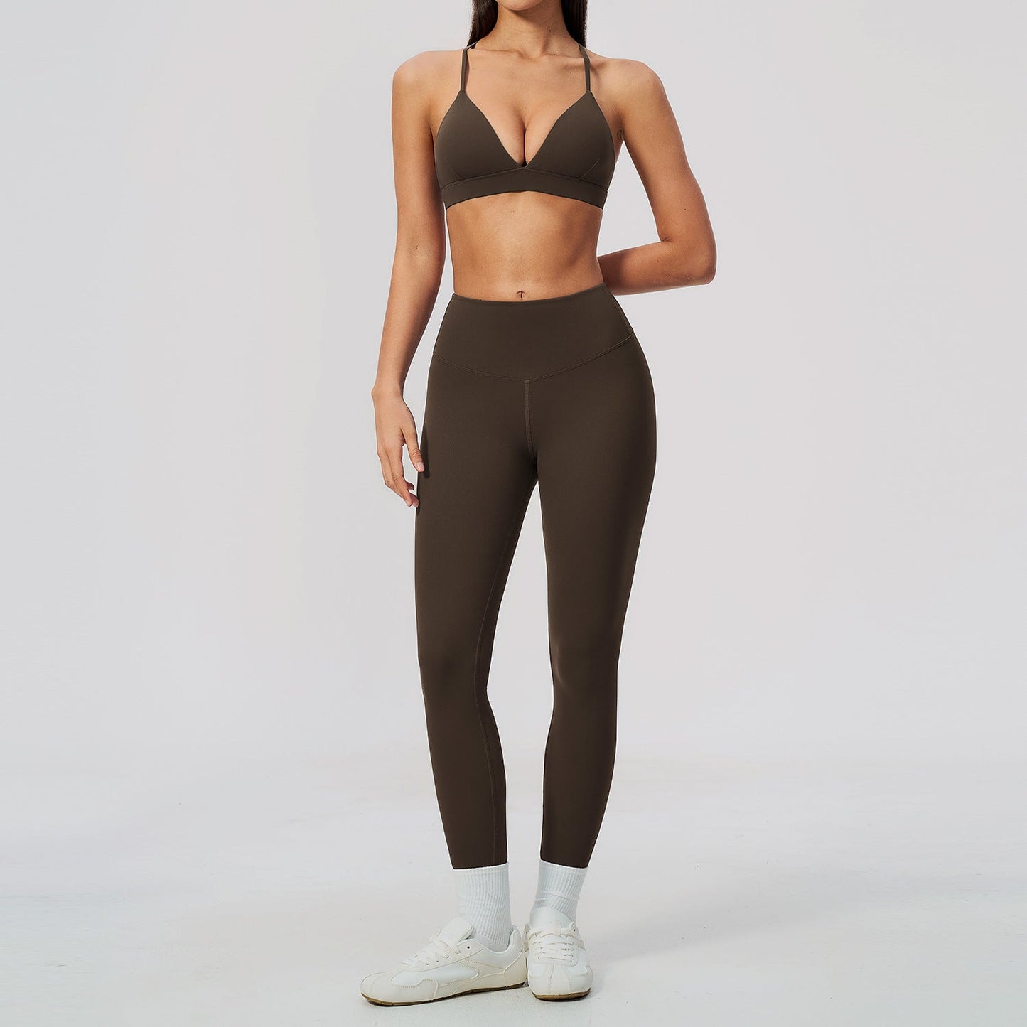 Women's Two-Piece Yoga Fitness Set - High Elasticity Workout Outfit for Gym and Running