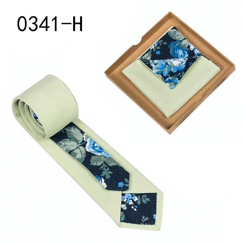 Men's Floral Print Tie and Pocket Square