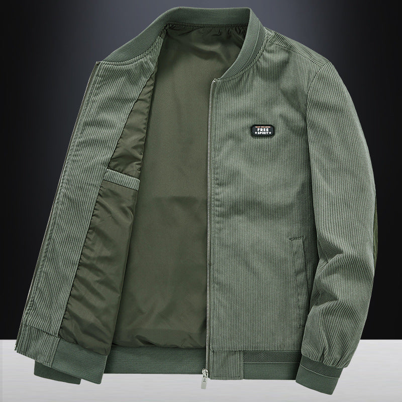 Men's Retro Corduroy Baseball Jacket for Spring & Autumn