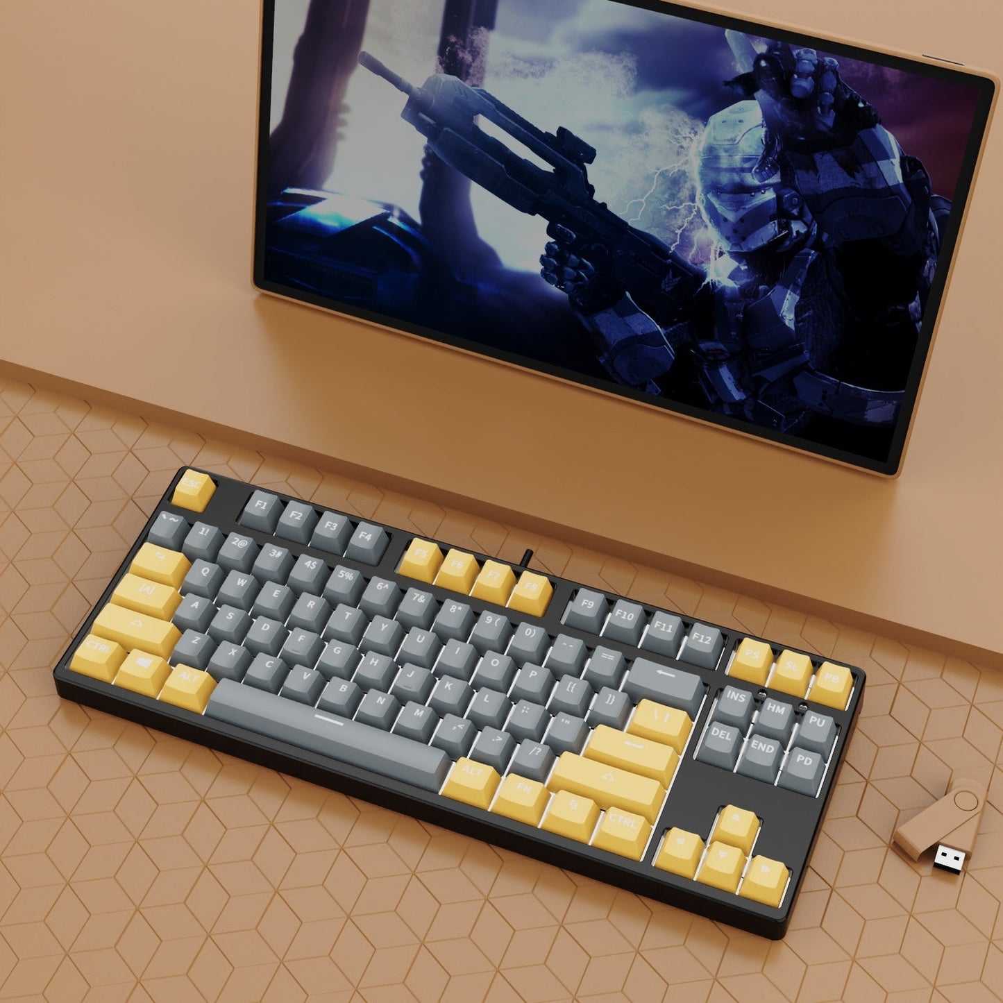 87 Key Wired Game Hot Plug Two Colors Mechanical Keyboard