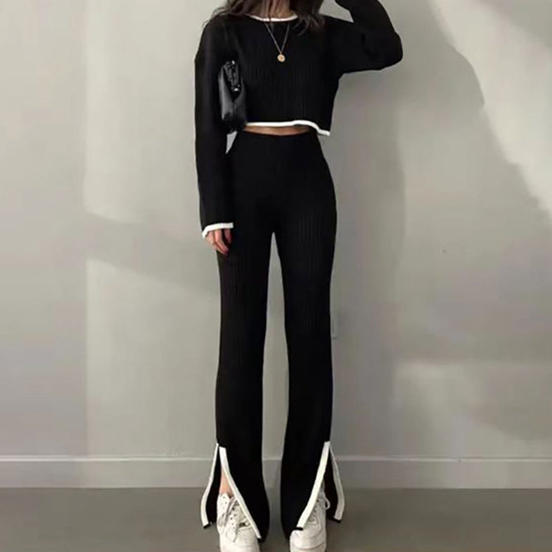 Conjunto de dos piezas informal con bloques de color para mujer