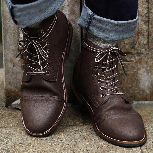 Front Lace Round-Toe Boots