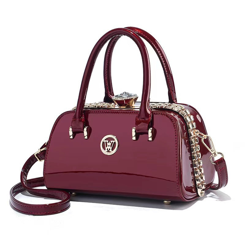 Shiny Leather Diamond-Embellished Simple And Elegant Womens Bag Multi-Functional Evening Clutch