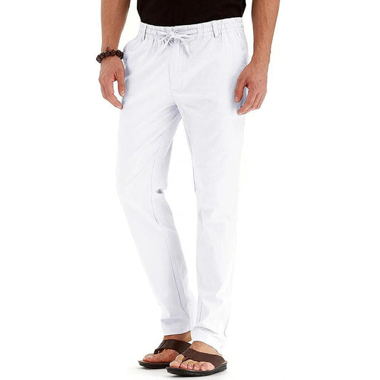 Pantalones informales de negocios holgados de talla grande con cintura elástica y color liso para hombre