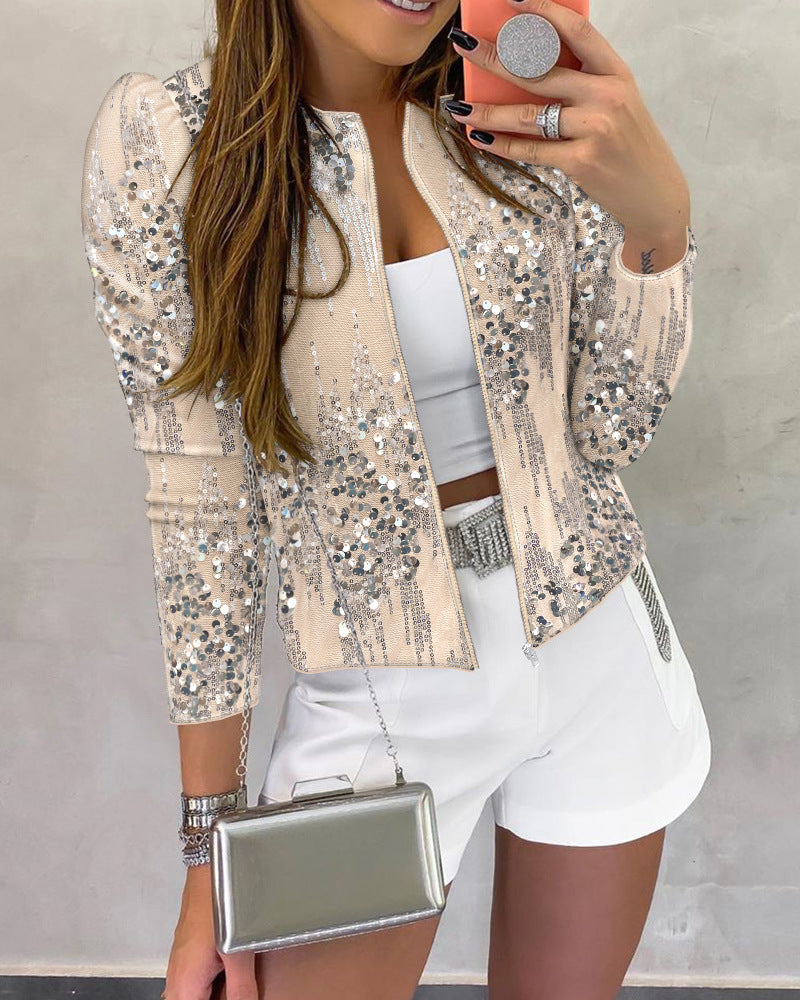 Women's jacket sequined jacket See size chart under “more details”