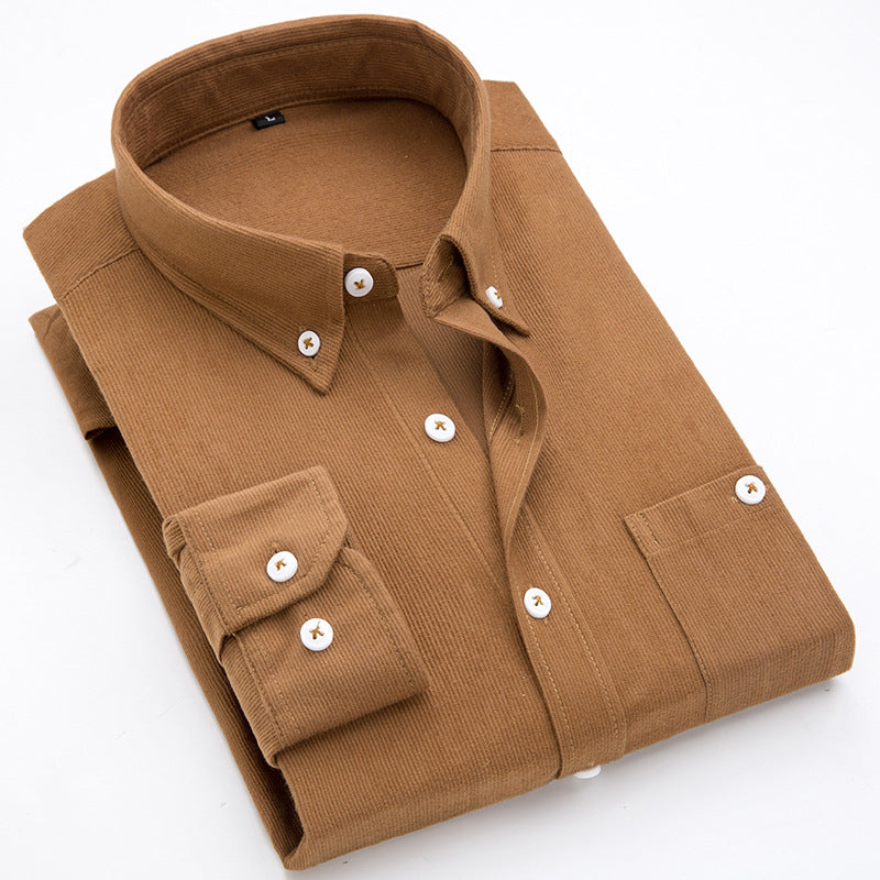 Men's Thin Corduroy Long Sleeve Shirt for Winter