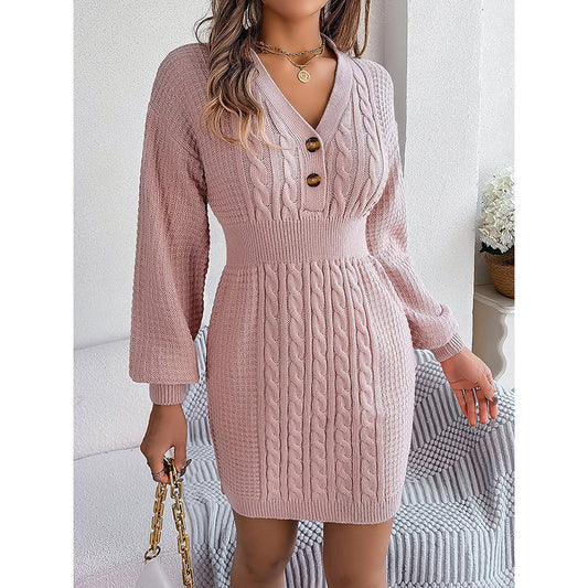 Vestido suéter de punto trenzado para mujer