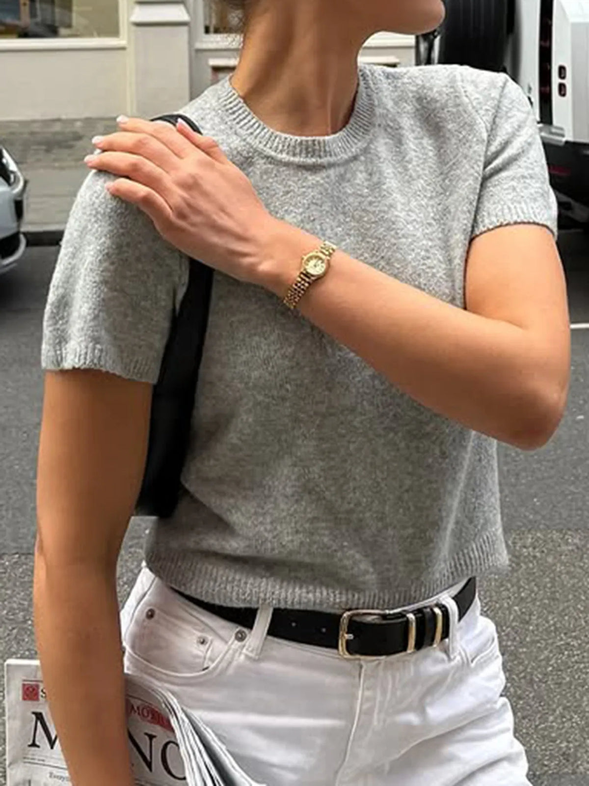 Round Neck Short Sleeve Sweater