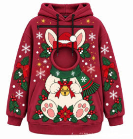 Unisex Christmas Pet Pocket Long Sleeve Sweatshirt