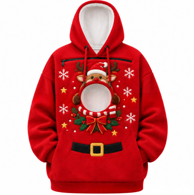 Unisex Christmas Pet Pocket Long Sleeve Sweatshirt