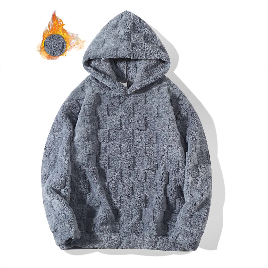 Men's Plaid Loose-fit Hooded Sweatshirt