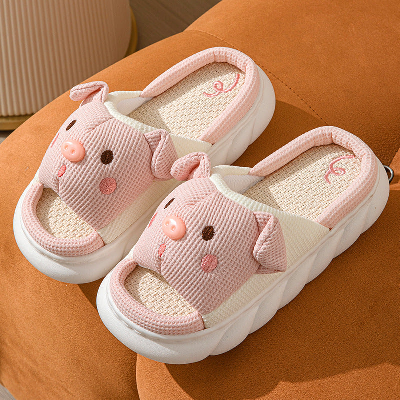 Cute Piggy Open-Toe Slippers