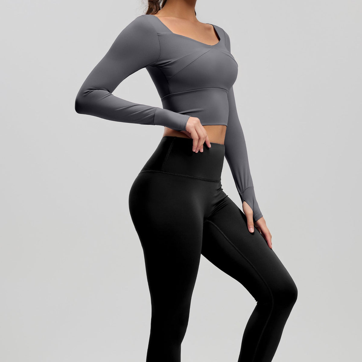Spring And Summer Spliced Yoga Long-Sleeved Set