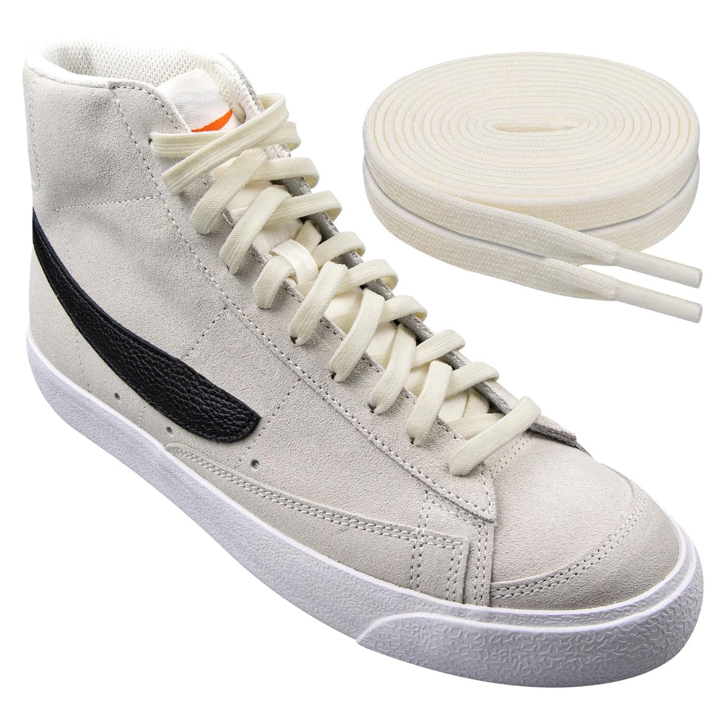 Elastic Shoe Laces for Nike Blazer Flat Stretchy Bungee Replacement Shoelaces(Color:CreamSize:46Inch)