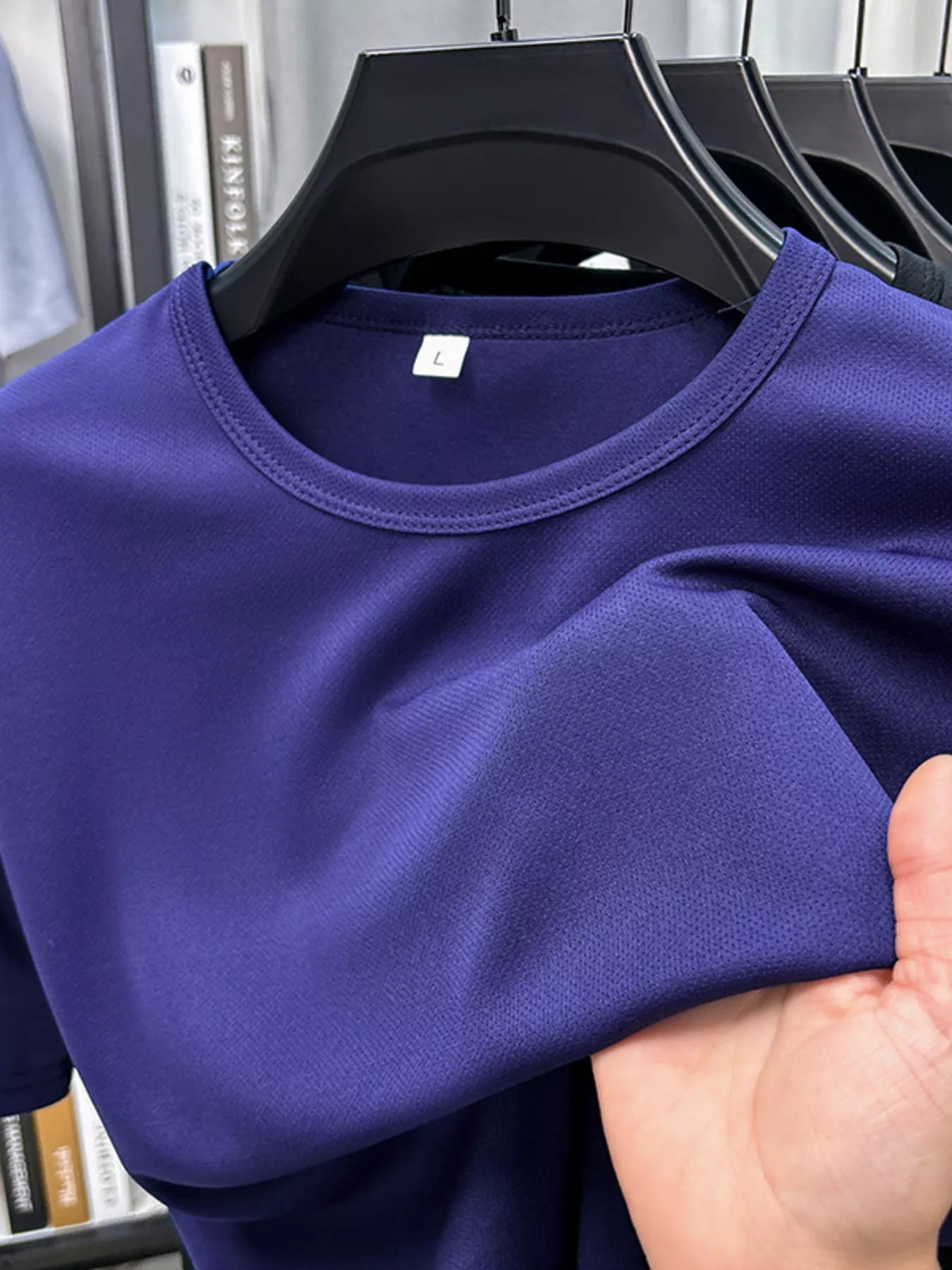 Camiseta de manga corta y cuello redondo de talla grande para hombre
