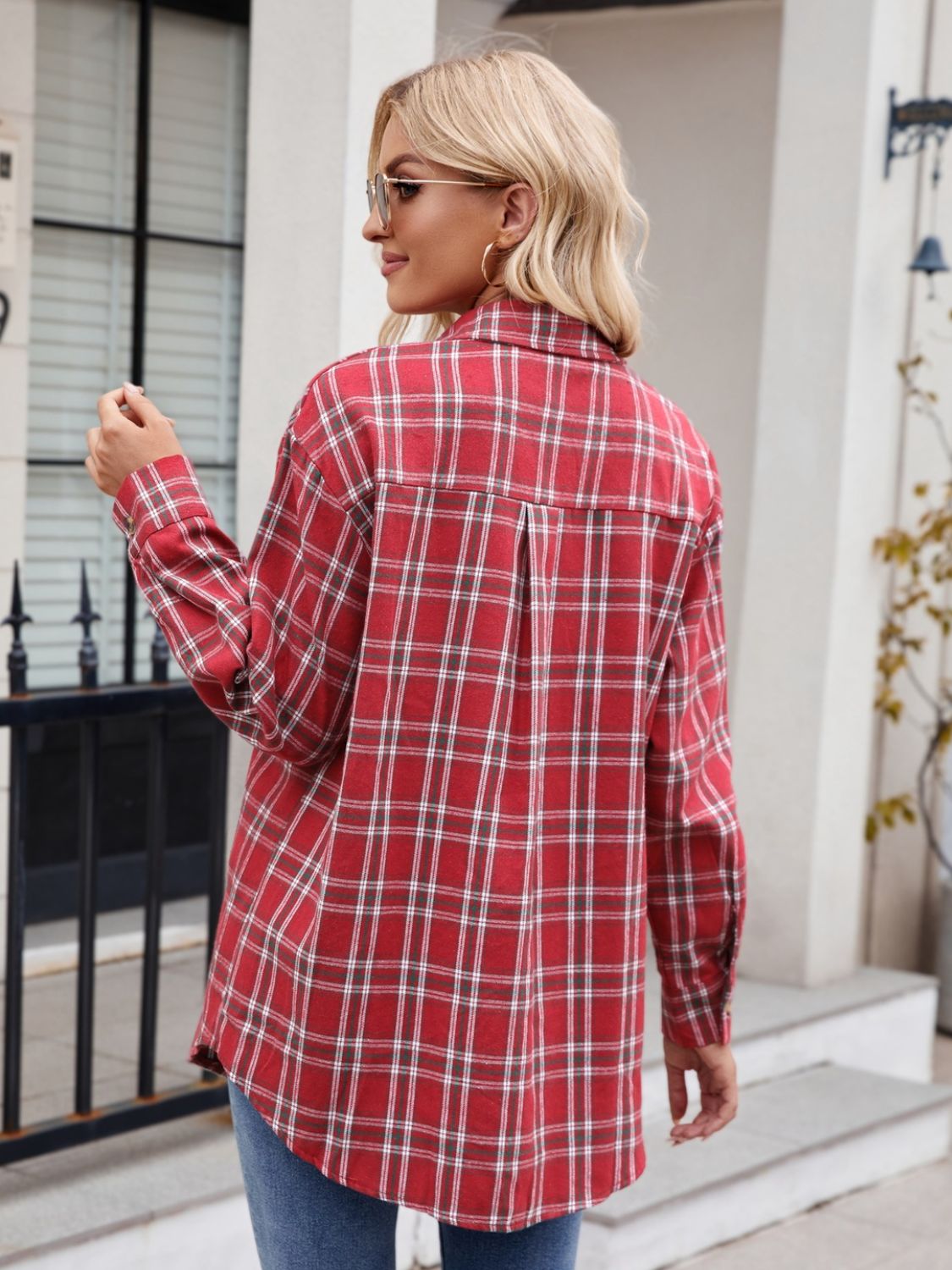 Camisa Mandy de manga larga con botones a cuadros