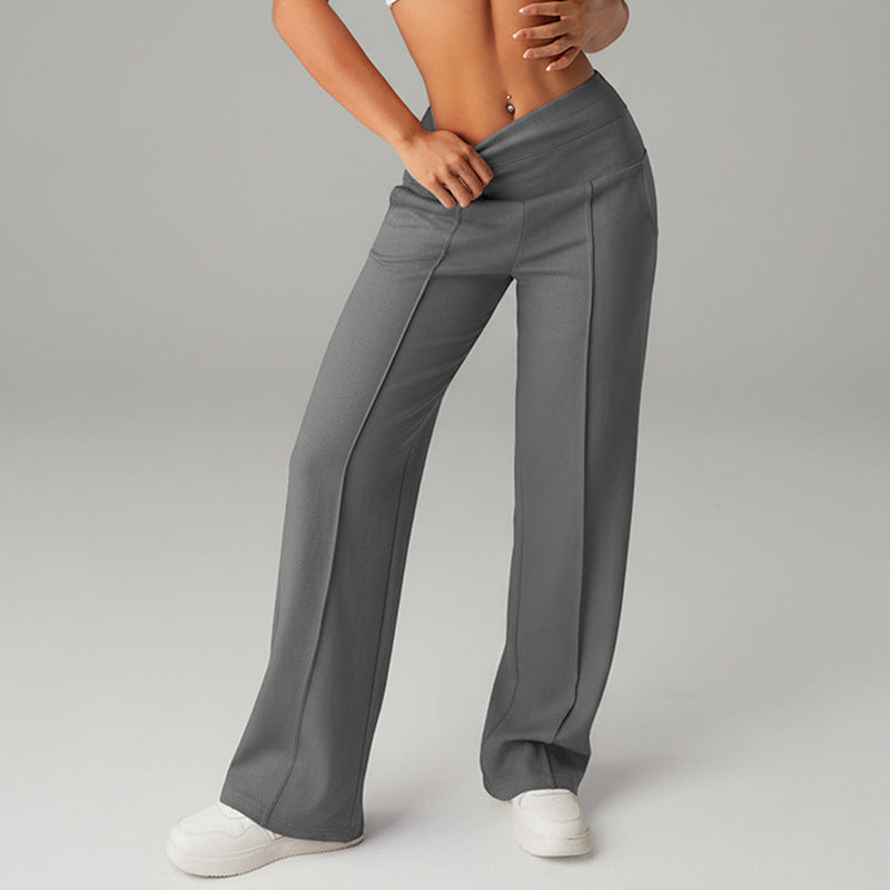 Pantalones de chándal de mujer de cintura alta, holgados y de pernera ancha