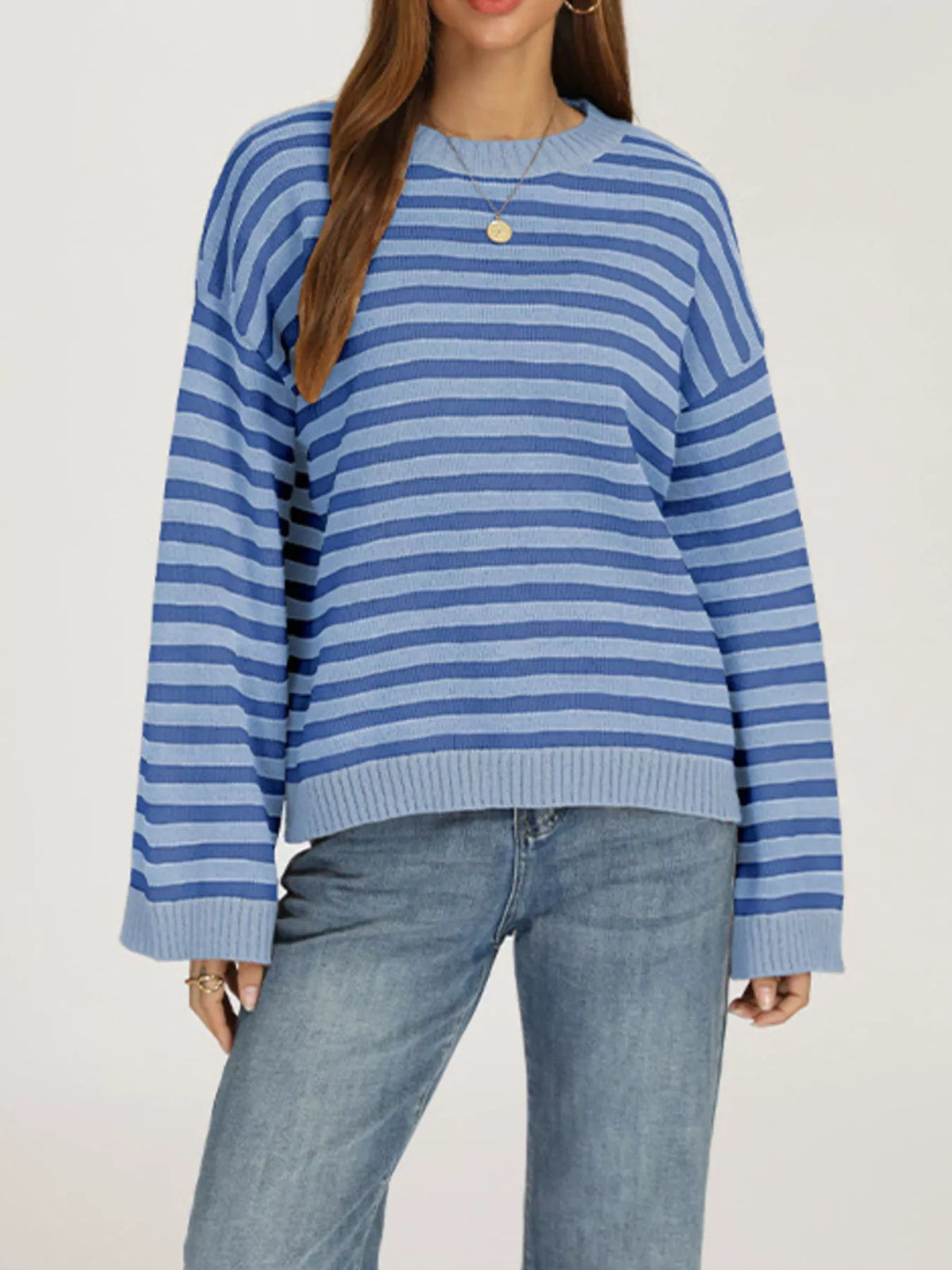 Striped Dropped Shoulder Sweater
