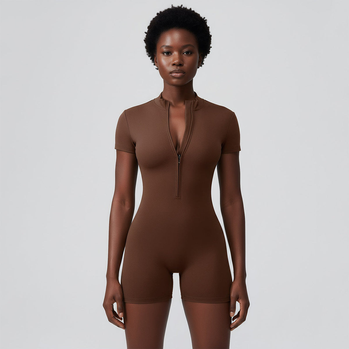 Women's One-Piece Half-Zip Tight Yoga Suit Jumpsuit