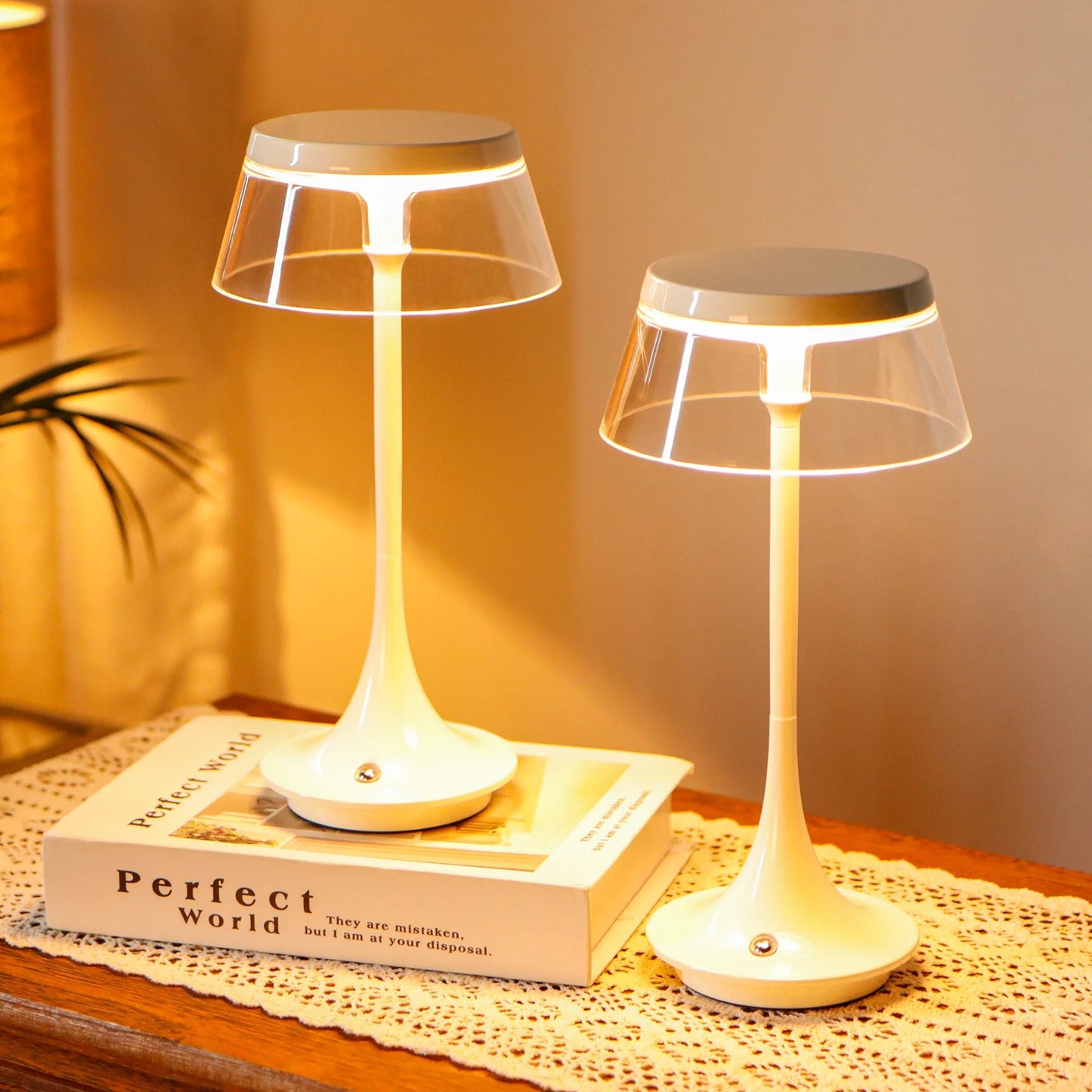 10.5" H Nightstand Lamp 3-Color Light Dimmable