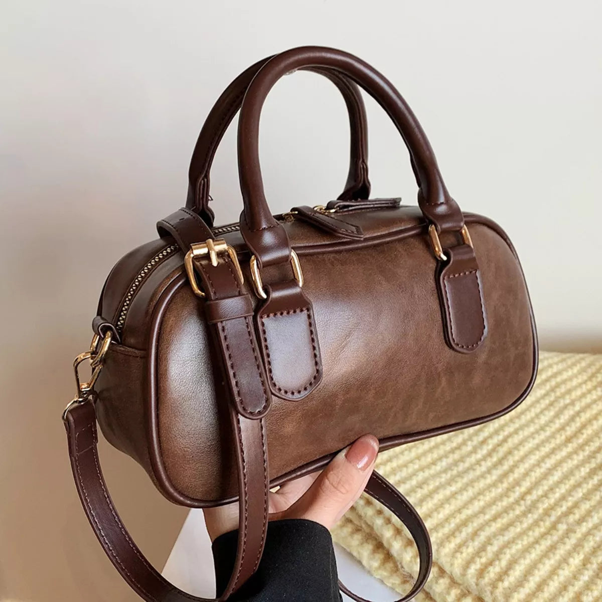 Vintage Style Barrel Crossbody Bag
