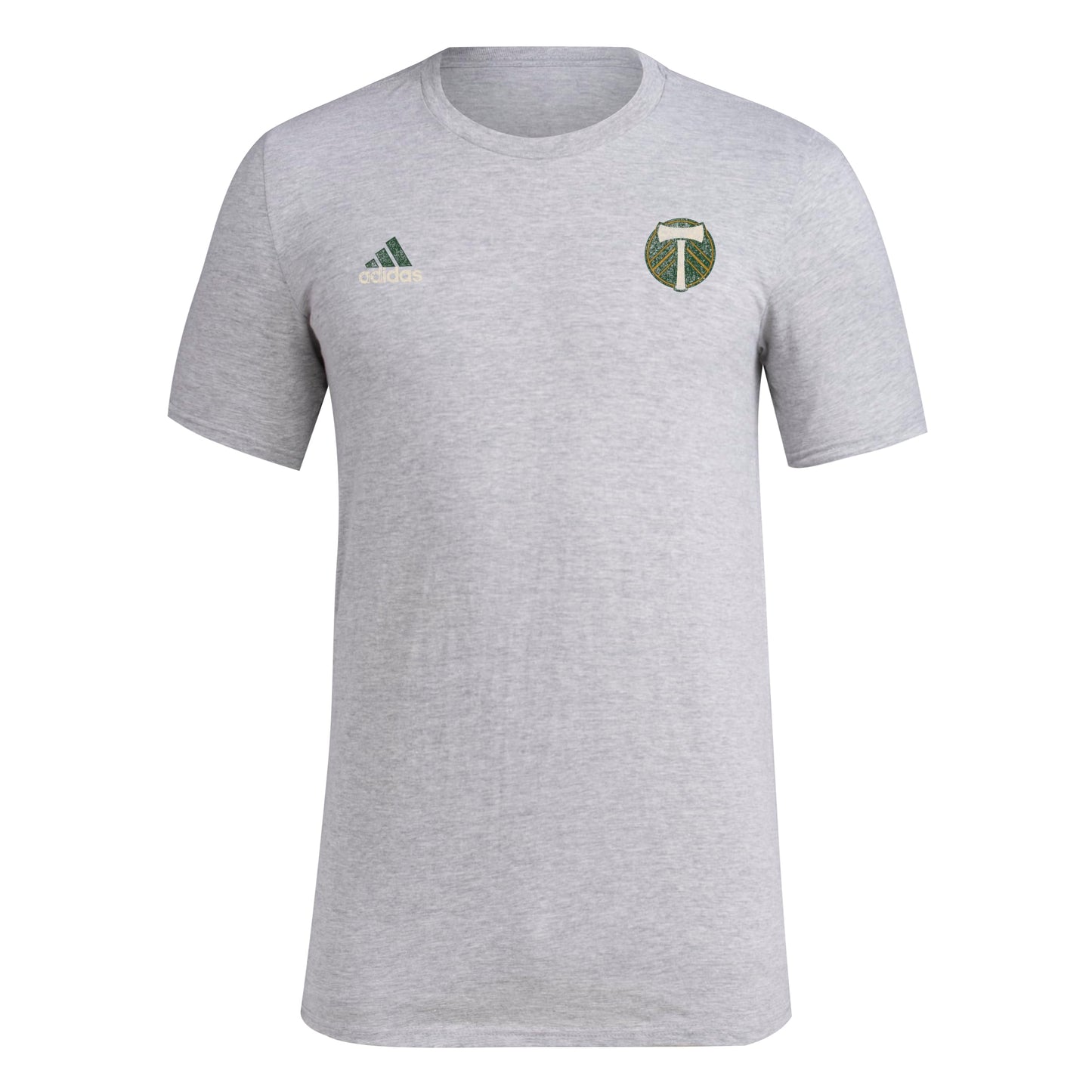 adidas Mens Short Sleeve Pre-Game T-Shirt Medium Grey Heather/Portland Timbers Large