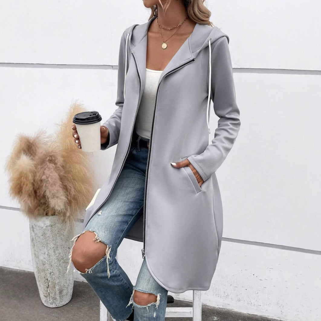 Sudadera de terciopelo con capucha y cremallera para mujer | Ropa urbana cómoda