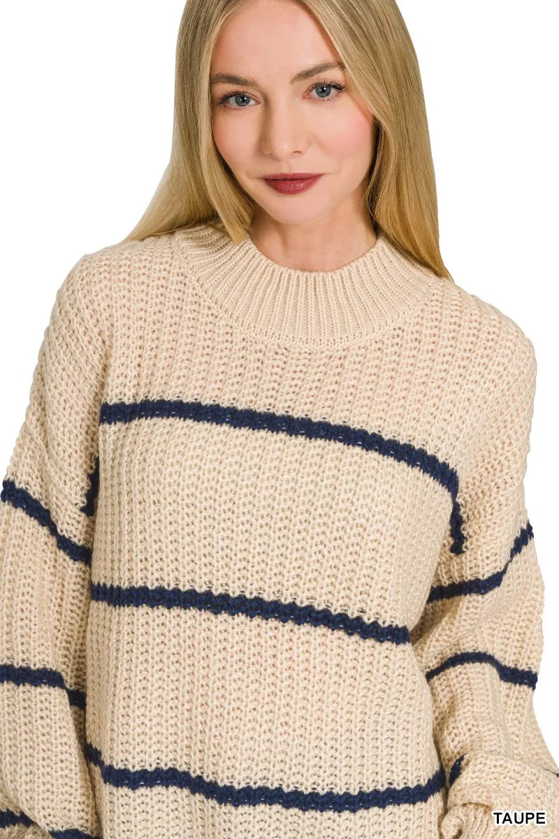 Zenana Oversize Striped Sweater