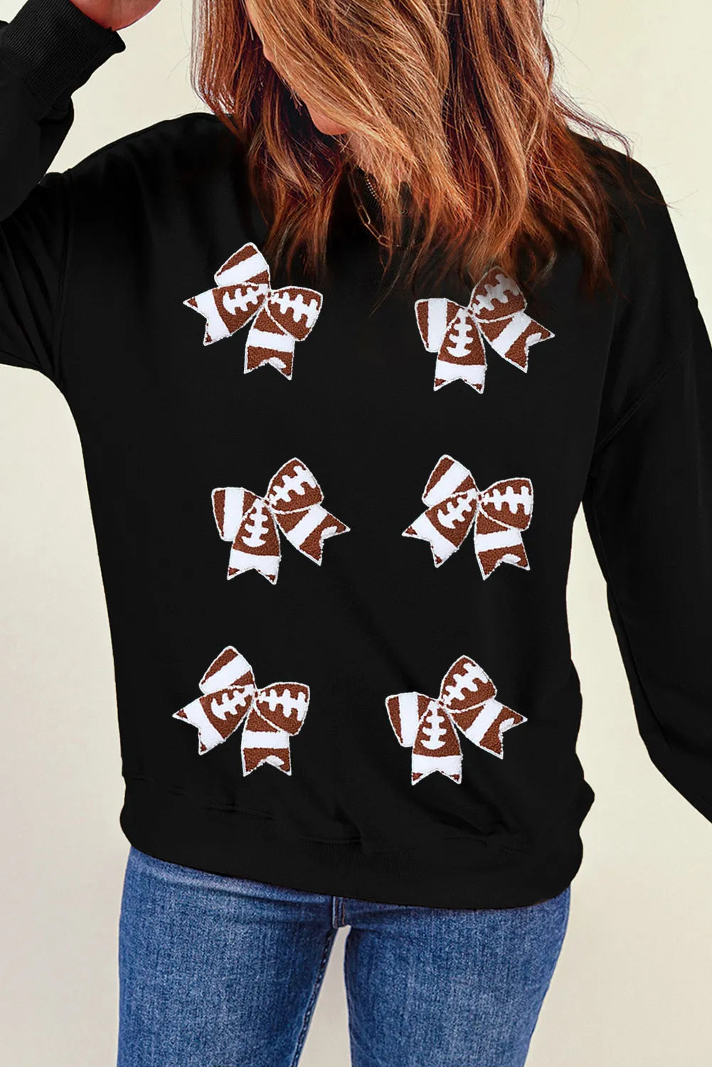 Sudadera de cuello redondo con lazo y manga larga