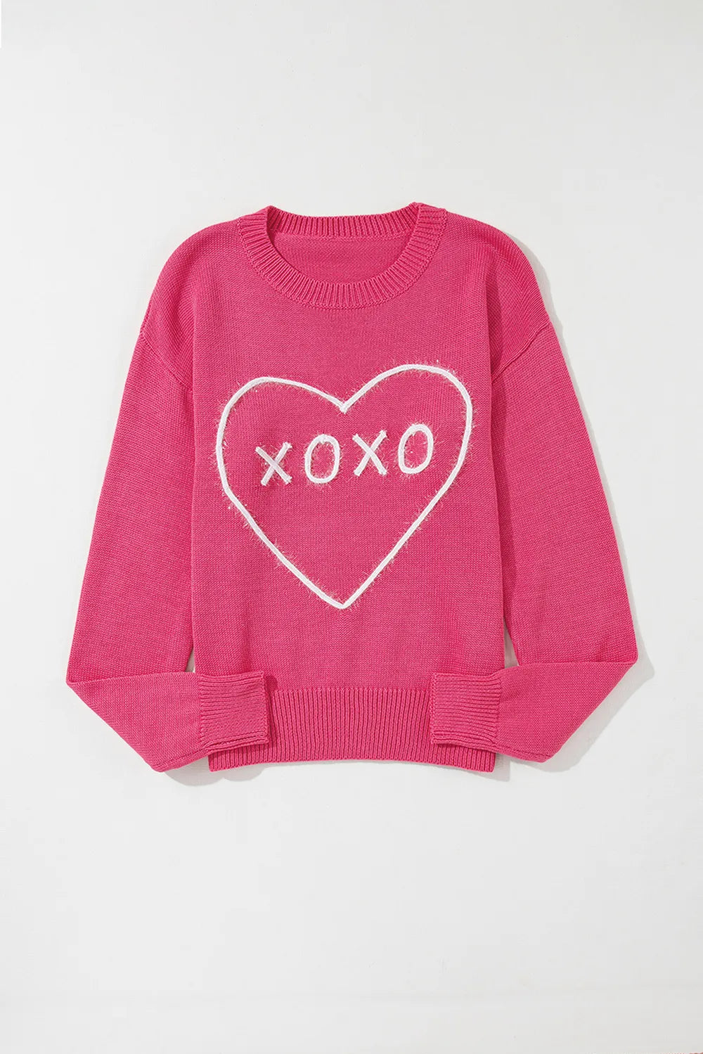 Suéter XOXO de cuello redondo y hombros caídos