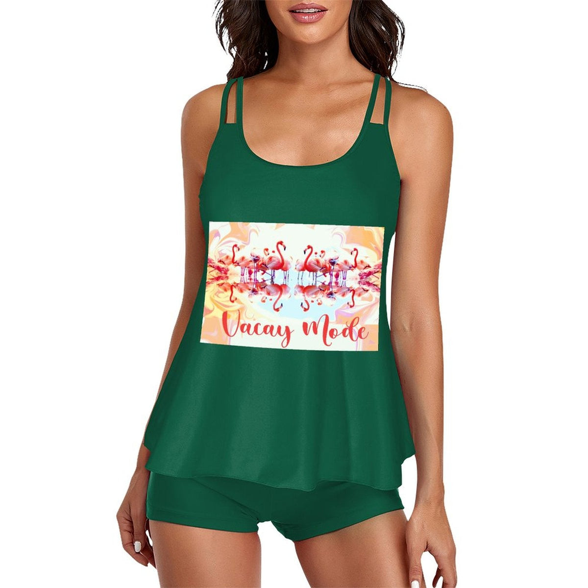 Flamingos in Vacay Mode Tankini Two-Piece for Women (Made in USA)