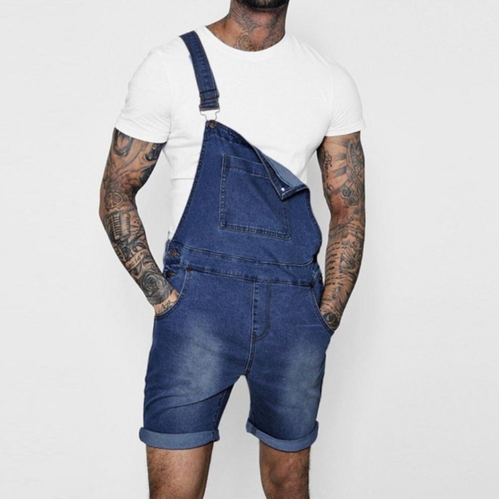 Pink Denim Overall Shorts for Men - Plus Size Summer Wear