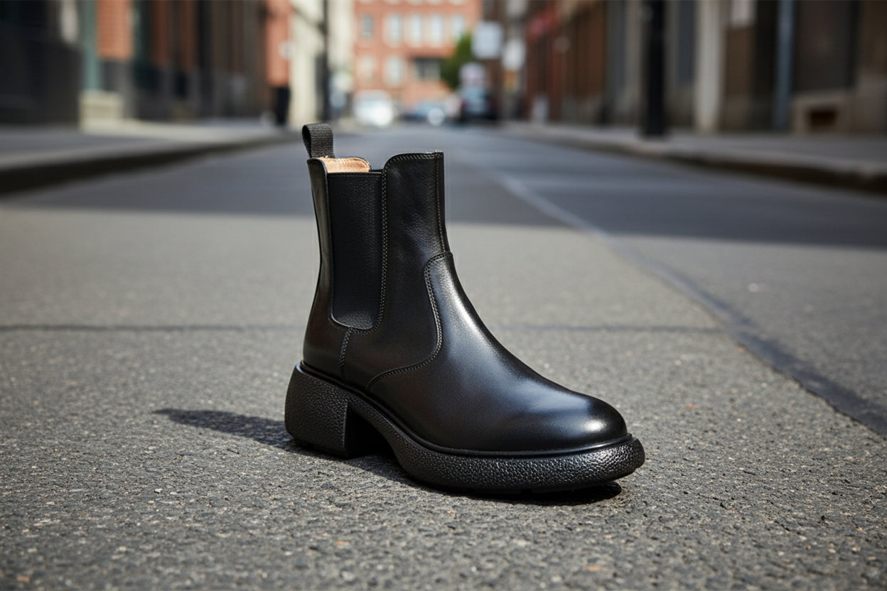 Botines de tacón grueso estilo británico para mujer – Botines de cuero Dr. Style para otoño e invierno