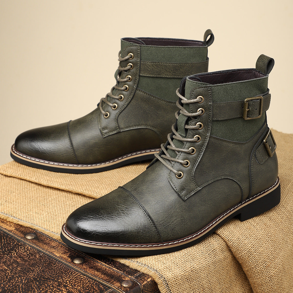 Men's Retro Mid-Top Pointed Casual Martin Boots