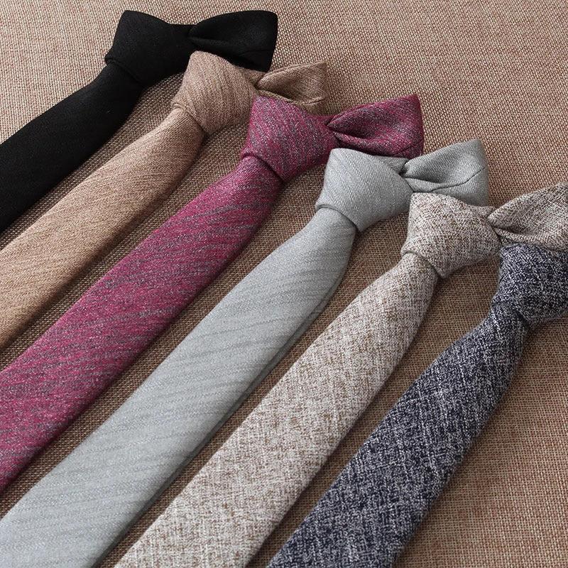 Solid Color Narrow Cotton Men's 6cm Tie