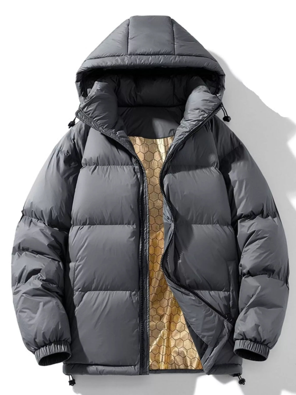 Men's Full Size Zip Up Warm Padded Hooded Puffer Jacket Plus Size