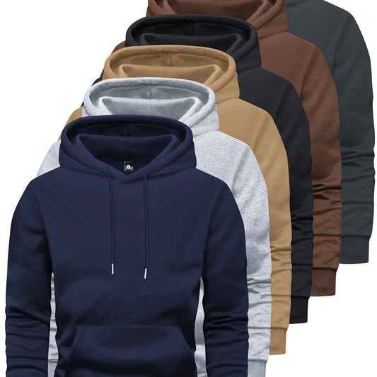 Sudadera con capucha de manga larga de color liso para hombre, 6 unidades