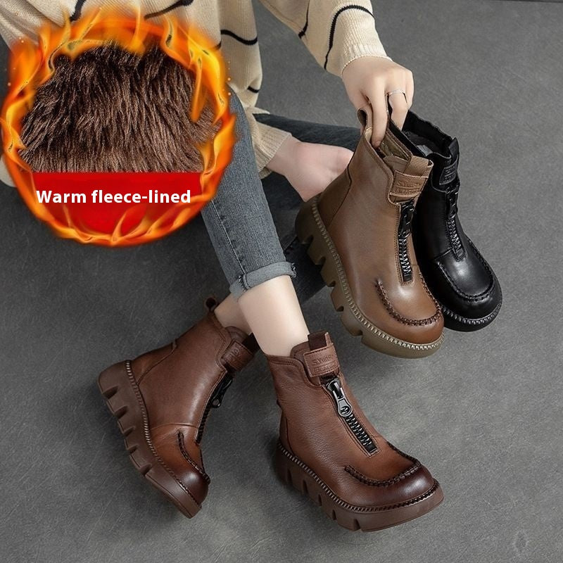 Retro Platform Front-Zip Boots
